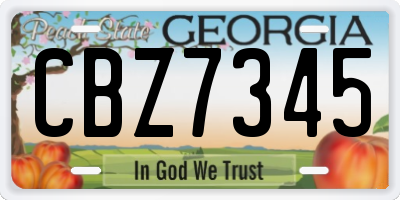 GA license plate CBZ7345