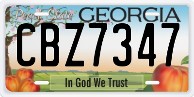 GA license plate CBZ7347