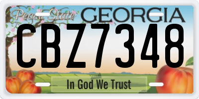 GA license plate CBZ7348