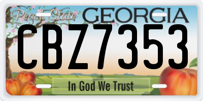 GA license plate CBZ7353