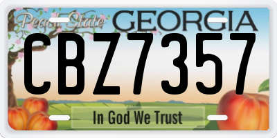 GA license plate CBZ7357