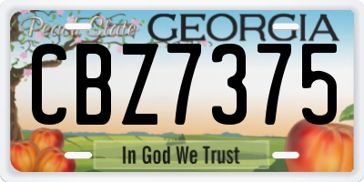 GA license plate CBZ7375