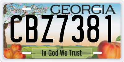 GA license plate CBZ7381