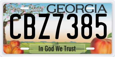GA license plate CBZ7385