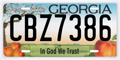 GA license plate CBZ7386