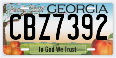 GA license plate CBZ7392