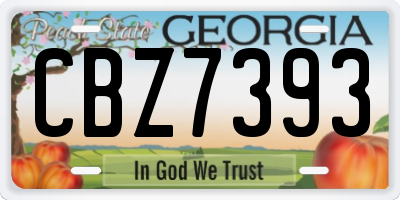 GA license plate CBZ7393