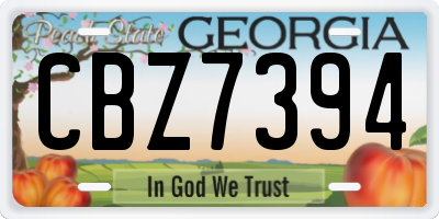 GA license plate CBZ7394