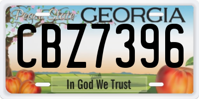 GA license plate CBZ7396