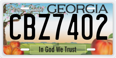 GA license plate CBZ7402