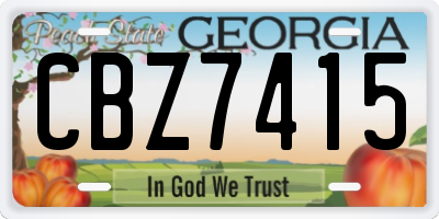 GA license plate CBZ7415