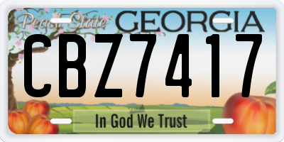 GA license plate CBZ7417