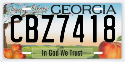 GA license plate CBZ7418