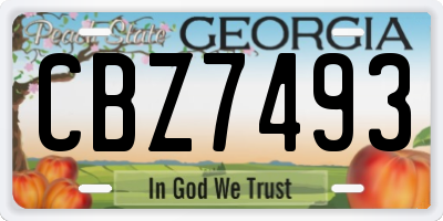 GA license plate CBZ7493