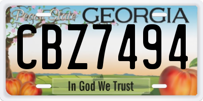 GA license plate CBZ7494