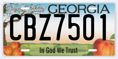 GA license plate CBZ7501