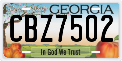 GA license plate CBZ7502