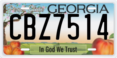 GA license plate CBZ7514