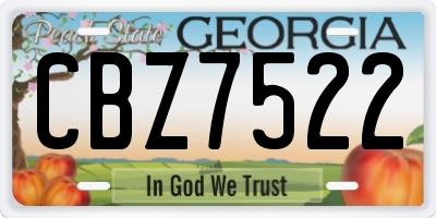 GA license plate CBZ7522