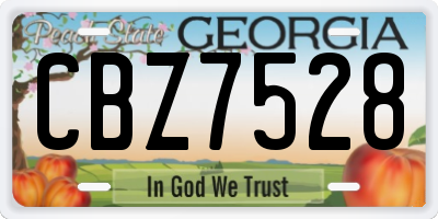 GA license plate CBZ7528