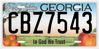 GA license plate CBZ7543
