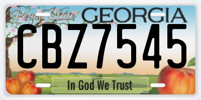 GA license plate CBZ7545