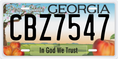 GA license plate CBZ7547