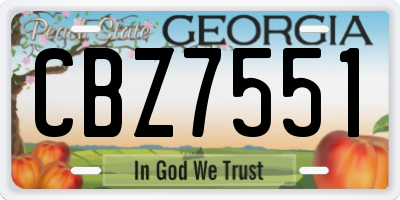 GA license plate CBZ7551