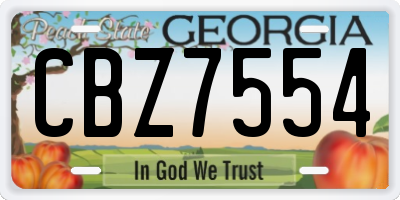 GA license plate CBZ7554