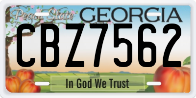 GA license plate CBZ7562