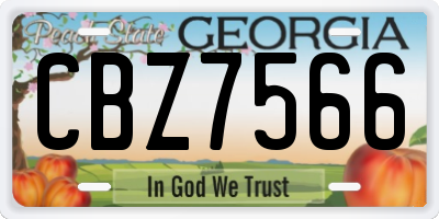 GA license plate CBZ7566