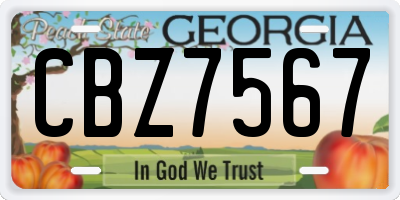 GA license plate CBZ7567