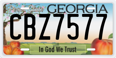 GA license plate CBZ7577