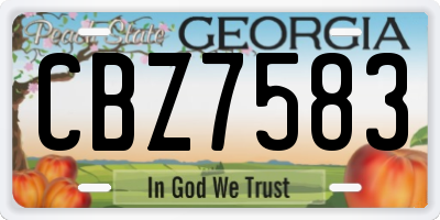 GA license plate CBZ7583