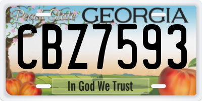 GA license plate CBZ7593