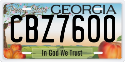 GA license plate CBZ7600