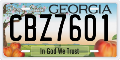 GA license plate CBZ7601