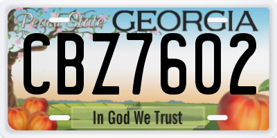 GA license plate CBZ7602