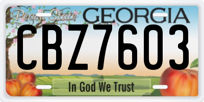 GA license plate CBZ7603