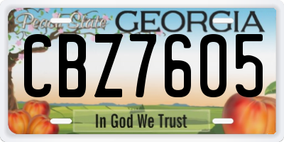 GA license plate CBZ7605