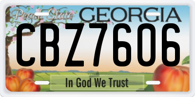 GA license plate CBZ7606