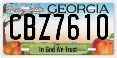 GA license plate CBZ7610