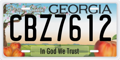 GA license plate CBZ7612