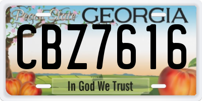 GA license plate CBZ7616