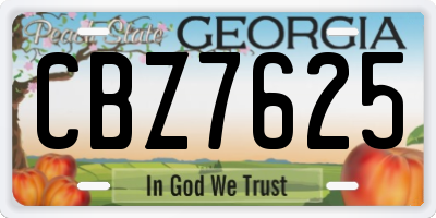GA license plate CBZ7625