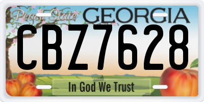 GA license plate CBZ7628