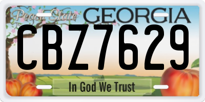 GA license plate CBZ7629