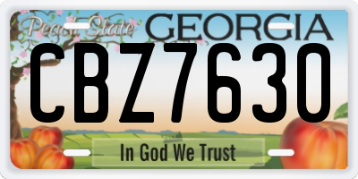 GA license plate CBZ7630