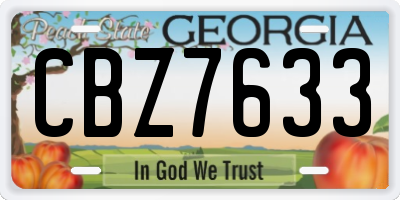GA license plate CBZ7633