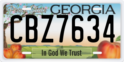 GA license plate CBZ7634